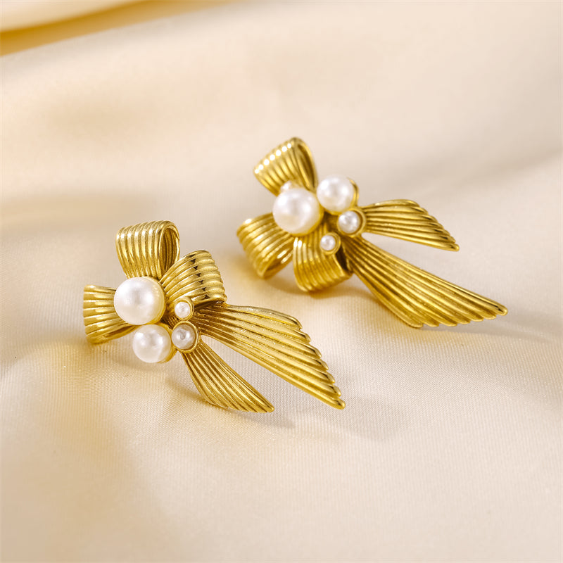 Pearly Bow Earrings