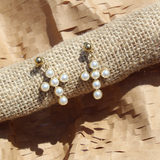 Pearly Cross Earrings